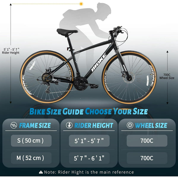 Hybrid Bike for Adults, Akaber 24-Speed 700C Road Bike for Men, Lightweight Adult Bicycle