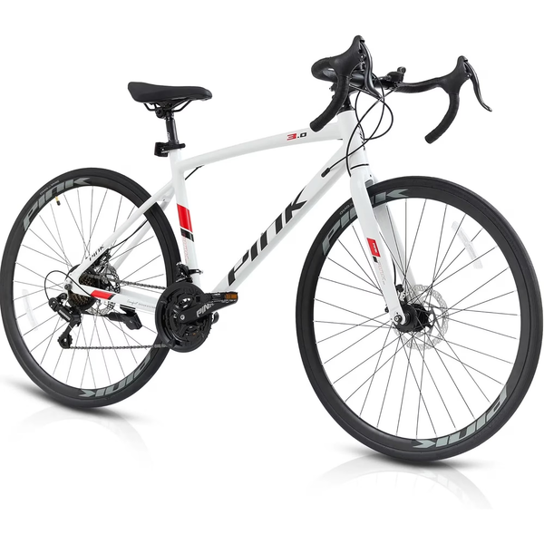 Mens Road Bike, Pipleo 700C x 21 Speed with Shimano Gears & Aluminum Frame - Lightweight Sport Racing and Urban Commuter Hybrid Bicycle for Adults，Frame Size 49CM