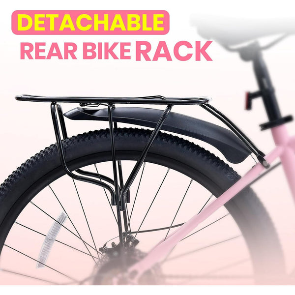 DEYGIA 24 inch Mountain Bike for Over 6 years with 21-Speed Drivetrain, Suspension Fork, Dual Disc Brakes, Rear Rack, Internal Cable