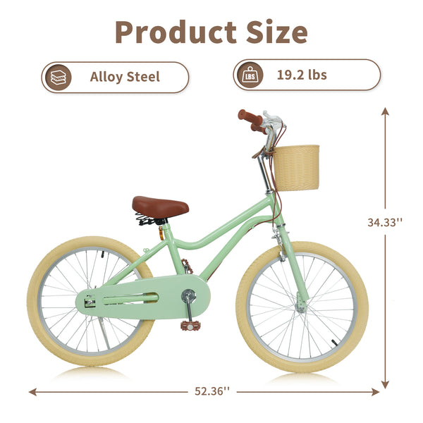 Kids Bike, 14 16 20 inch Girls Bike for 5-14 Girls with Training Wheels, Kickstand, Retro Design Kids' Bicycles with Basket, Girls Bicycle