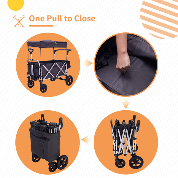 Stroller Wagon for 2 Kids, stroller wagon with canopy(Black)