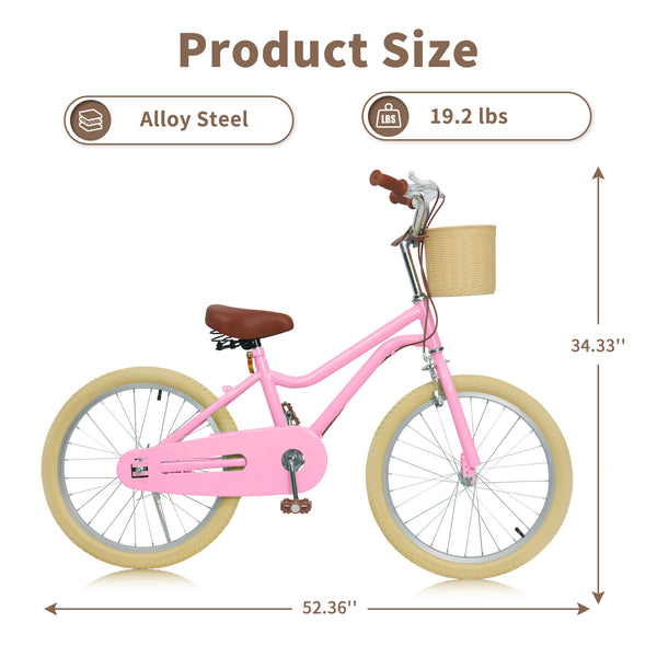 Kids Bike, 14 16 20 inch Girls Bike for 5-14 Girls with Training Wheels, Kickstand, Retro Design Kids' Bicycles with Basket, Girls Bicycle