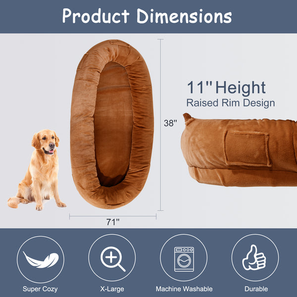 Large Human Dog Bed, BeanBag Doggie Bed for People Adults Kids Pets , Faux Fur Dog Bed with Storage