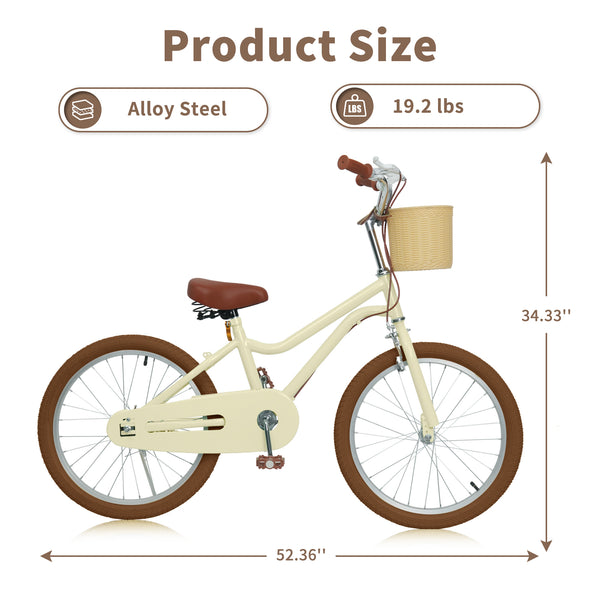Kids Bike, 14 16 20 inch Girls Bike for 5-14 Girls with Training Wheels, Kickstand, Retro Design Kids' Bicycles with Basket, Girls Bicycle