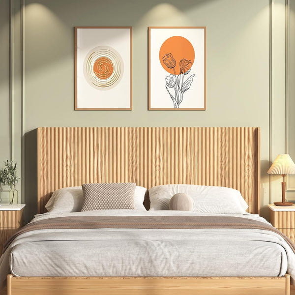 Akaber 65" Queen Headboard with Charging Stations - Wall Mounted Boho Bed Headboard, Modern Farmhouse Style for Queen Size Beds (Headboard Only)