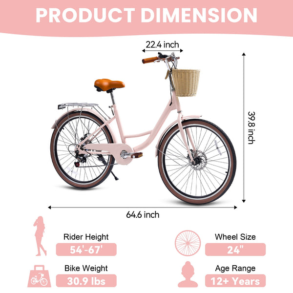 Linor 24 Inch Beach Cruiser Bike for Women