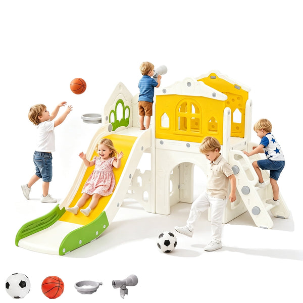 9 in 1 Toddler Slide Set, Linor Indoor Playset for Kids Age 1-3, Outdoor Toddler Climbers
