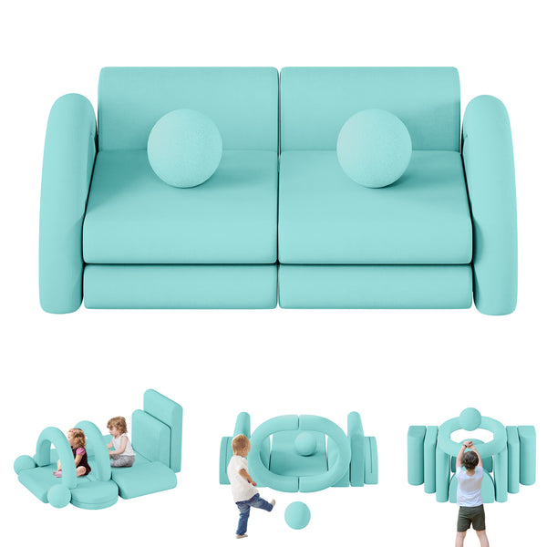 Modular Kids Play Couch, 12PCS Kids Couch with Balls and Tunnel, Kids Couch for Playroom and Bedroom, Kids Modular Couch for Playing, Creativing, Modular Couch Kids