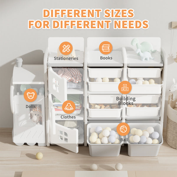 linor Multi-Purpose Toy Storage Organizer, Enclosed Cabinets, Pull-Out Drawers, Kids Toy Storage for Playroom, Bedroom
