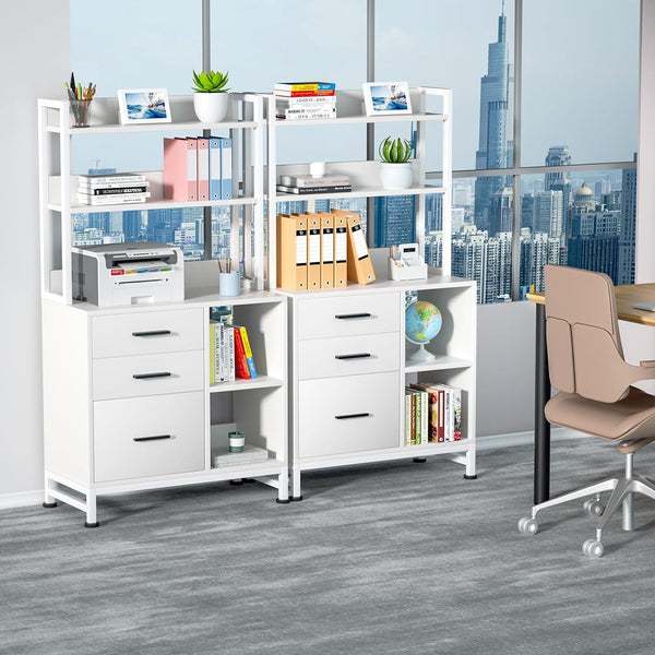 3 Drawer File Cabinet, Vertical Filing Cabinets for Home Office Organization, Stylish Office Shelves and Bookshelf with Drawers - A4 and Letter Size Compatible