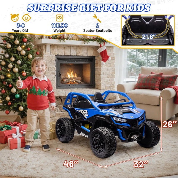 Pipleo XL 24V Ride on Toys for Big Kids, 10AH Battery, 4x75W Motor, 5MPH UTV Ride on Car for Ages 3-8, Parent Remote Control, Bluetooth Music, EVA Tires & 4 Spring Suspension