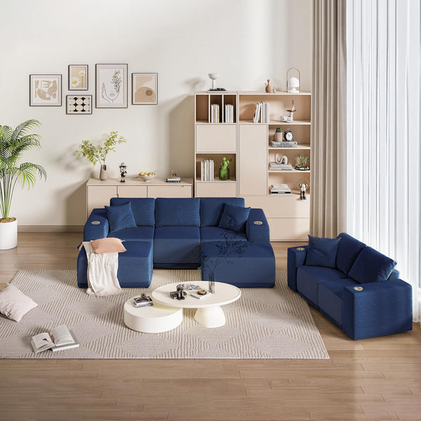 Akaber 101" Modular Sectional Sofa, 3 Seats U Shaped Couch for Living Room, Modern Sectional Corduroy Sofa with Deep Seat, Living Room Furniture Set