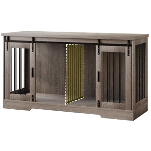 Linor Wooden Double Dog Crate Furniture with Divider and Sliding Door for Two Dogs