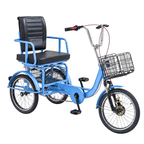 Adult Tricycle, 18" 3-Wheel Bike with Front & Rear Baskets, Low Step-Through Cruiser Trike for Seniors, Women & Men, Adjustable Wide Seat, Video Assembly Guide