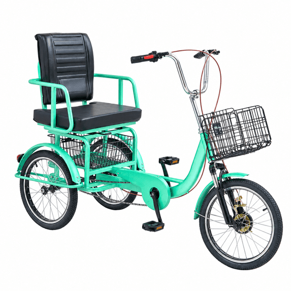 Adult Tricycle, 18" 3-Wheel Bike with Front & Rear Baskets, Low Step-Through Cruiser Trike for Seniors, Women & Men, Adjustable Wide Seat, Video Assembly Guide
