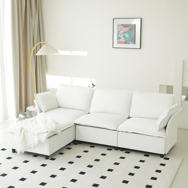 Cloud Sectional Sofa, Modular Velvet Convertible Sofa Bed with Storage,Plush Living Room Couch