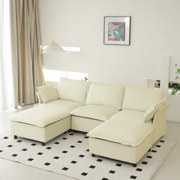 Cloud Sectional Sofa, Modular Velvet Convertible Sofa Bed with Storage,Plush Living Room Couch