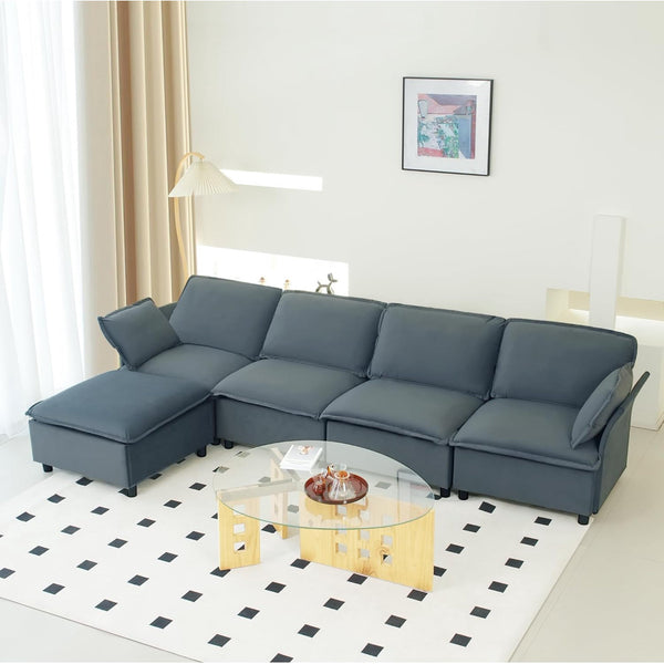 Cloud Sectional Sofa, Modular Velvet Convertible Sofa Bed with Storage,Plush Living Room Couch