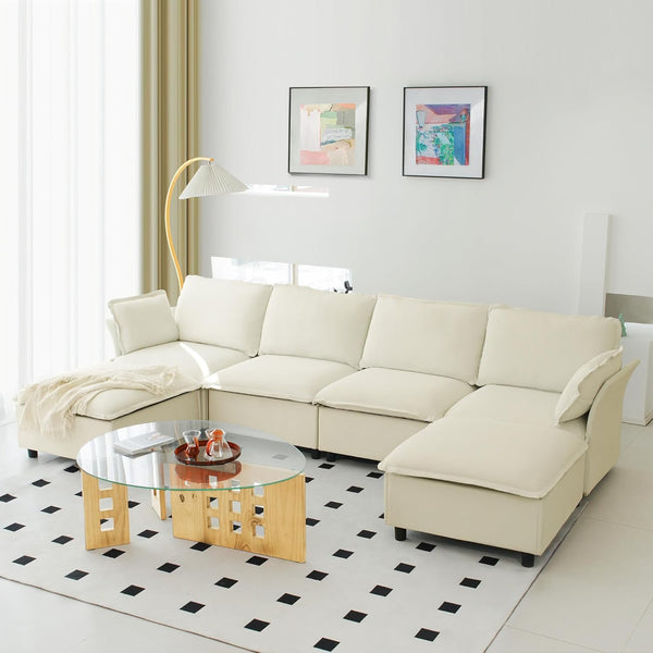 Cloud Sectional Sofa, Modular Velvet Convertible Sofa Bed with Storage,Plush Living Room Couch