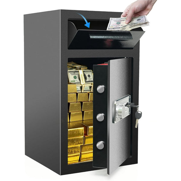 Akaber 4 cuft Safe Box Fireproof Waterproof, Drop Money Safe with Digital Lock & Key, 2-in-1 Drop Slot Security Safes for Home Business Use, Anti-Theft Cash Document Jewelry Storage (4 CU FT)