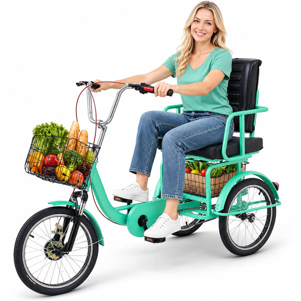 Akaber Adult Tricycle, 18 Inch 3-Wheel Bikes, Low Step-Through Trike for Adults with Wider and Thicker Adjustable Seat, Cruiser Bike with Front and Rear Baskets for Adults, Easy Assembly Video Guide