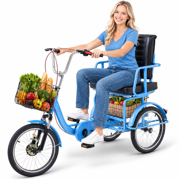 Akaber Adult Tricycle, 18 Inch 3-Wheel Bikes, Low Step-Through Trike for Adults with Wider and Thicker Adjustable Seat, Cruiser Bike with Front and Rear Baskets for Adults, Easy Assembly Video Guide