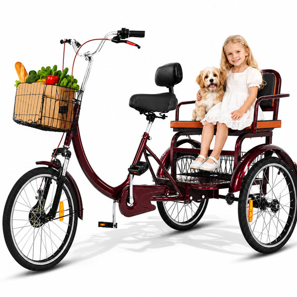 Akaber Adult Tricycle, 20 Inch 3-Wheel Bikes, Low Step-Through Trike for Adults with Seat, Front and Rear Baskets for Women, Seniors, Men, Easy Assembly Video Guide