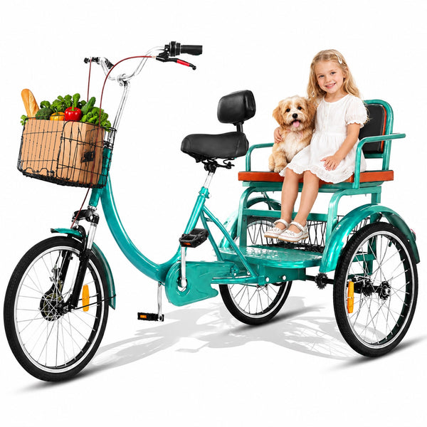 Akaber Adult Tricycle, 20 Inch 3-Wheel Bikes, Low Step-Through Trike for Adults with Seat, Front and Rear Baskets for Women, Seniors, Men, Easy Assembly Video Guide