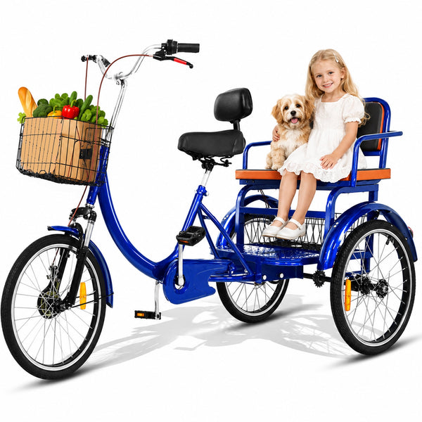 Akaber Adult Tricycle, 20 Inch 3-Wheel Bikes, Low Step-Through Trike for Adults with Seat, Front and Rear Baskets for Women, Seniors, Men, Easy Assembly Video Guide