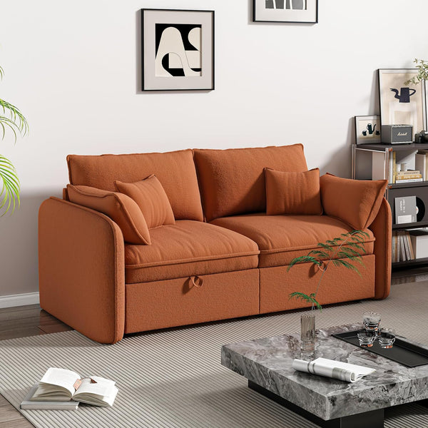 Modular Sectional Sofa, Loveseat Couches with Movable Storage Ottoman, 25 Inch Deep Seat, Cloud Couches for Living Room