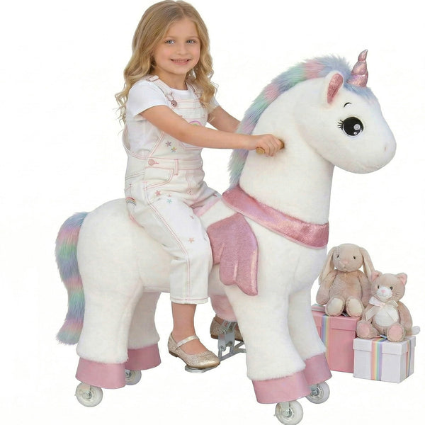 Akaber Ride on Unicorn for Kids, Riding Horse Toy for Age 4-9, 36.6'' H Ride on Horse, Max Load 165LBS