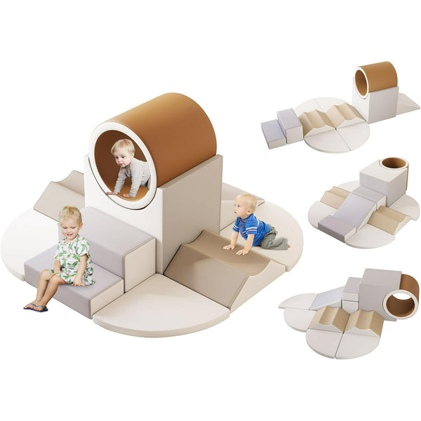 Soft Play Climbing for Toddlers, 10pcs Foam Climbing Blocks for Toddlers for Nursery, Living Room, Baby Climbing Blocks with Tunnel for Climb,Crawl and Slide
