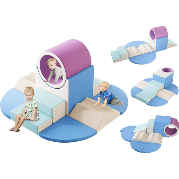 Soft Play Climbing for Toddlers, 10pcs Foam Climbing Blocks for Toddlers for Nursery, Living Room, Baby Climbing Blocks with Tunnel for Climb,Crawl and Slide