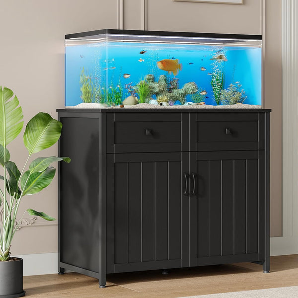 Aquarium Stand for 40-50 Gallon Fish Tank Heavy Duty Metal with Power Outlets & Storage Cabinet, Akaber Turtle Tank Reptile Terrarium Stand, 660LBS Capacity