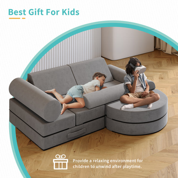 Kids Couch, Large Size Multifunctional Toddler Sofa with Modular Kid Couch (14PCS)