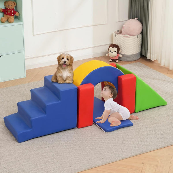 5Pcs Foam Climbing Blocks for Toddlers, Wanan Indoor Toddler Climbing Toys for Toddlers, Indoor Playground for Toddlers 1 to 3, Baby Foam Blocks Climber for Climb & Crawl, Kids Jungle Gym Playset