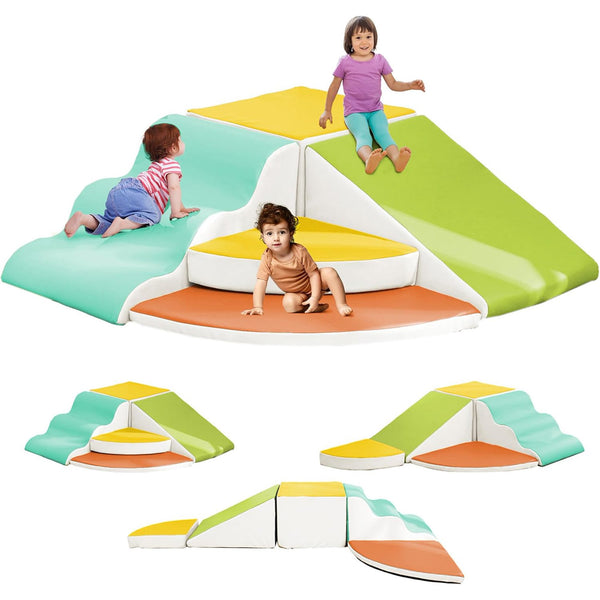 Climbing Toys for Toddlers, Wanan Foam Climbing Blocks for Kids, 5pcs Soft Play Set for Climb, Crawl, Slide, Indoor Toddler Climbing Toys for Nursery, Living Room