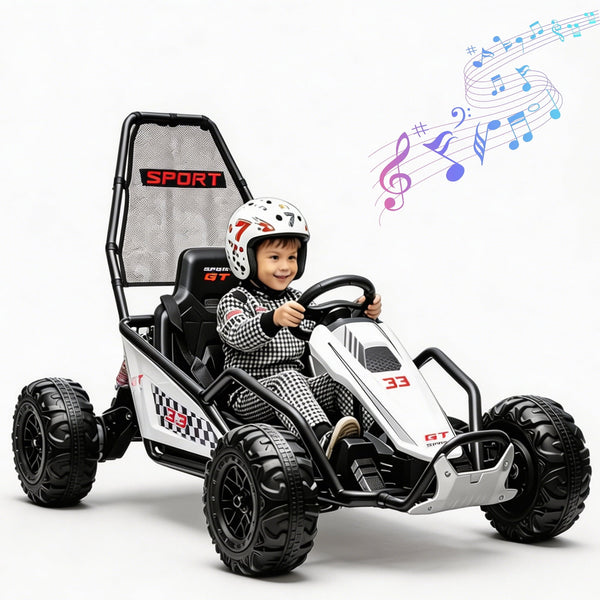 Akaber Kids Electric Go Kart for Aged 6+, 24V Drift Kart Dual 200W Motors, Ride on Toy with Bluetooth Music and LED Lights, Metal Frame