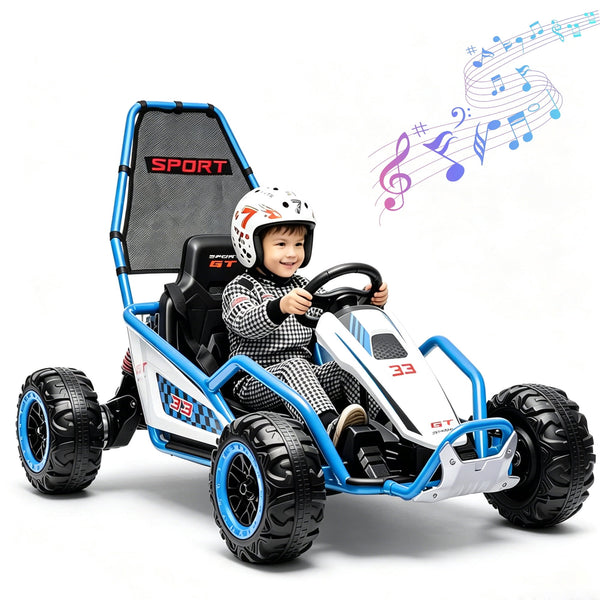 Akaber Kids Electric Go Kart for Aged 6+, 24V Drift Kart Dual 200W Motors, Ride on Toy with Bluetooth Music and LED Lights, Metal Frame
