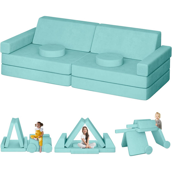 10Pcs Modular Kids Sofa, 65.4" Kids Play Couch for Playroom Bedroom, Multifunctional Modular Toddler Couch, Over 10 Combinations Creative Sofa