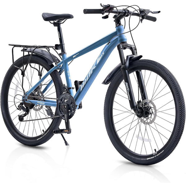 DEYGIA 24 inch Mountain Bike for Over 6 years with 21-Speed Drivetrain, Suspension Fork, Dual Disc Brakes, Rear Rack, Internal Cable