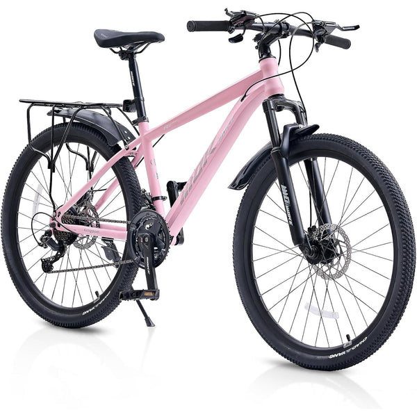DEYGIA 24 inch Mountain Bike for Over 6 years with 21-Speed Drivetrain, Suspension Fork, Dual Disc Brakes, Rear Rack, Internal Cable