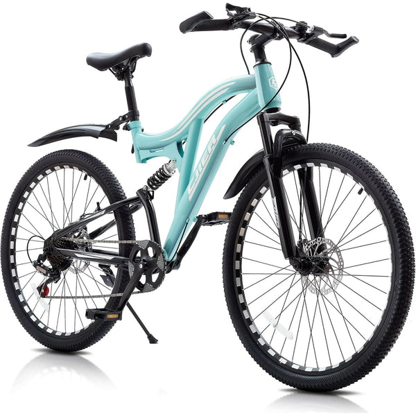 DEYGIA Boys Mountain Bike 24 inch, Kids Bike Ages 4-12, 7-Speed, Full Suspension MTB, High-Carbon Steel Frame, Dual Disc Brakes, Bicycle for kids Outdoor Adventure