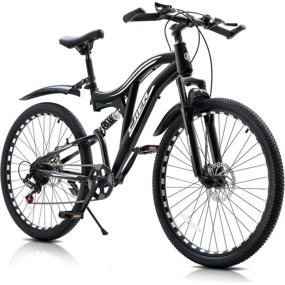 DEYGIA Boys Mountain Bike 24 inch, Kids Bike Ages 4-12, 7-Speed, Full Suspension MTB, High-Carbon Steel Frame, Dual Disc Brakes, Bicycle for kids Outdoor Adventure