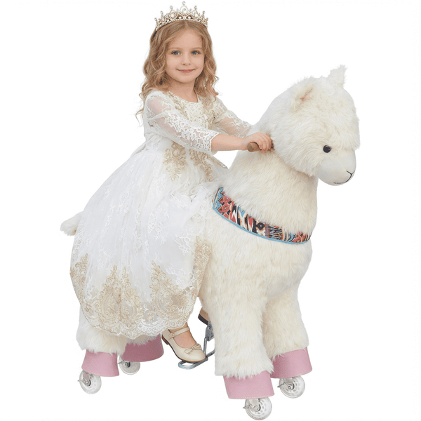 DEYGIA Ride on Alpaca Toys for Kids, Ride on Toy for 4 to 9 Years Old, 36.6'' Height Riding Horse Rider Mechanical Walking Action Toys, No Battery or Electricity, Max Load 165LBS