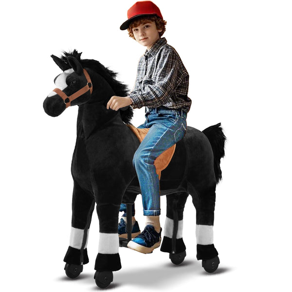 DEYGIA Ride on Horse for Big Kids Horse Ride on Toy, Riding Horse Pony Rider Mechanical Walking Action Plush Animal for 6 Years to Adult, No Battery or Electricity, Giddy up, Max Load 187LBS