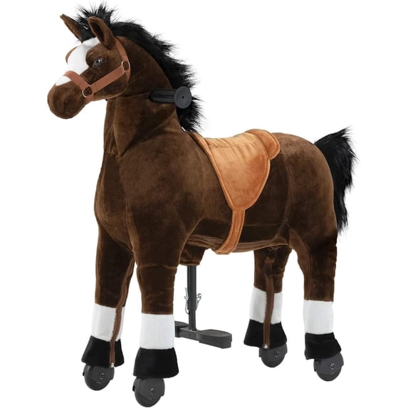 DEYGIA Ride on Horse for Big Kids Horse Ride on Toy, Riding Horse Pony Rider Mechanical Walking Action Plush Animal for 9 Years to Adult, No Battery or Electricity, Giddy up, Max Load 187LBS