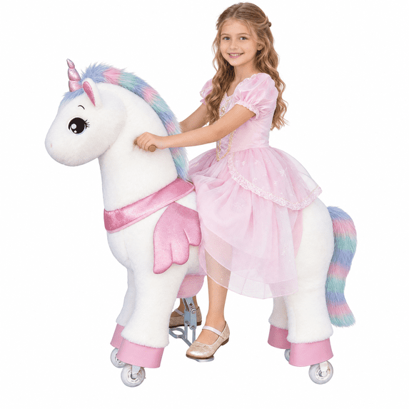 DEYGIA Ride On Unicorn Toys for Kids 6 to Adult, 42.5-Inch Mechanical Walking Plush Ride-On Animal, No Battery or Electricity, Max Load 187 lbs