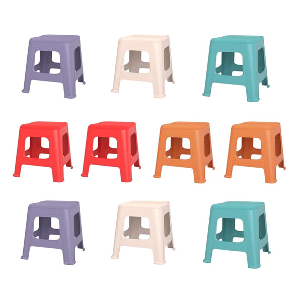 ICEELF 10 Pack Stackable Classroom Stools, 12.9" Colorful Nesting Plastic Stools, Portable Backless Flexible Seating for Classroom, School, Kindergarten, Home, Space-Saving Design