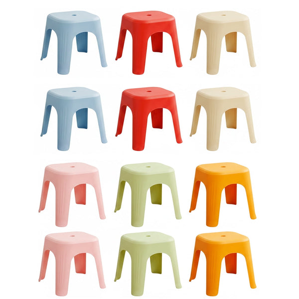 ICEEIF 12 Pack 11.8" Plastic Stackable School Stools, Colorful Nesting Backless Seating for Classroom, Home & Office